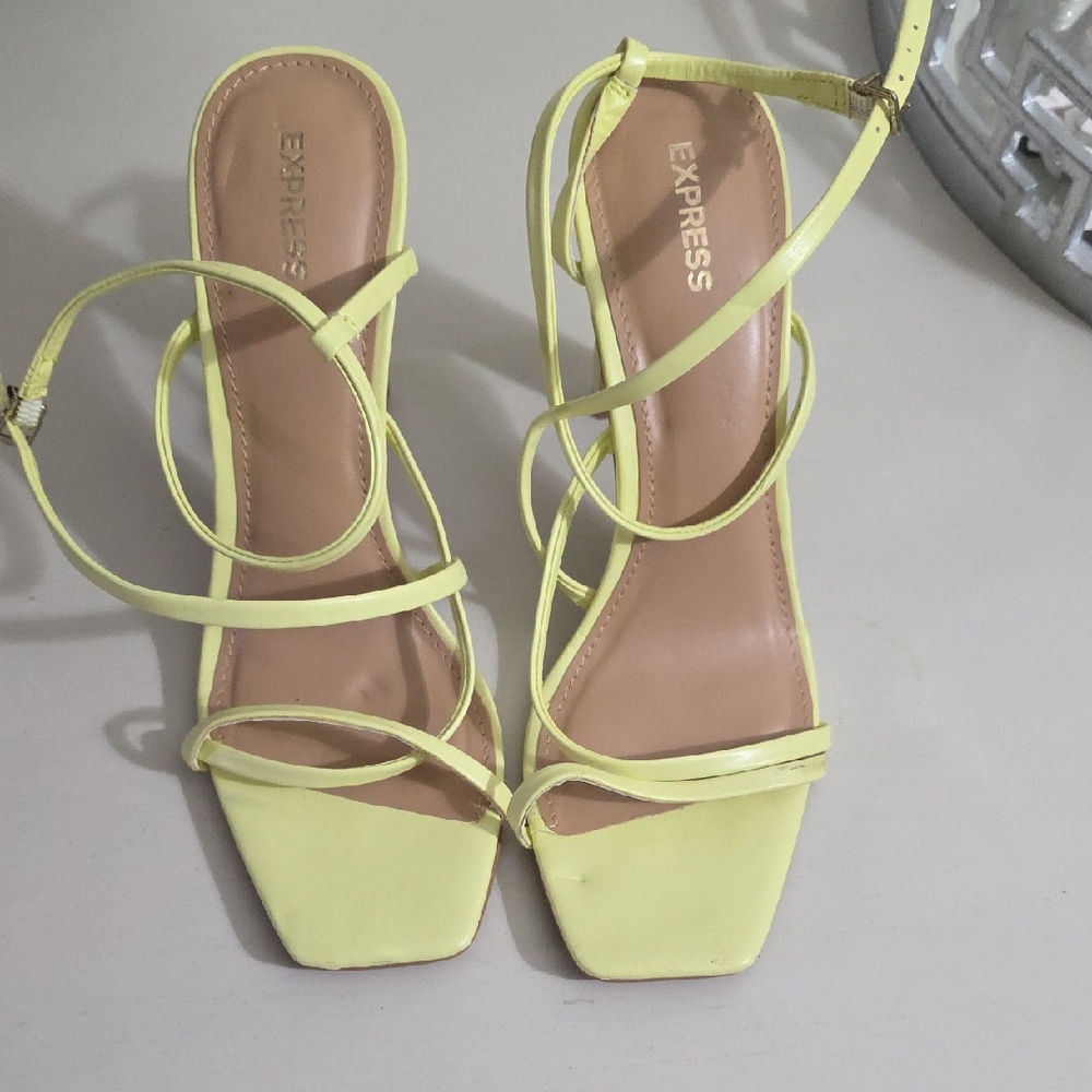 Express Women's Bright Yellow Strappy Heels